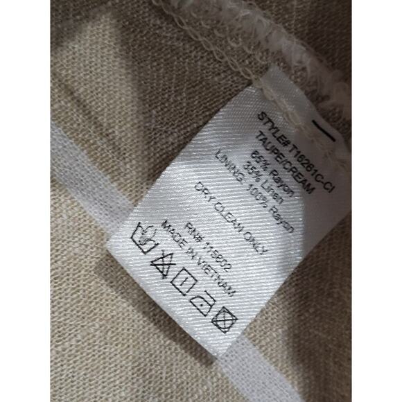 Lush Linen Blend Size Large Cream Striped Two Button Lightweight Jacket Coastal - Picture 6 of 7